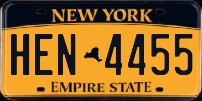 NY license plate HEN4455