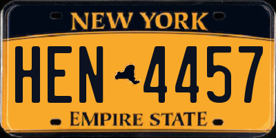 NY license plate HEN4457
