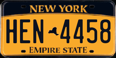 NY license plate HEN4458