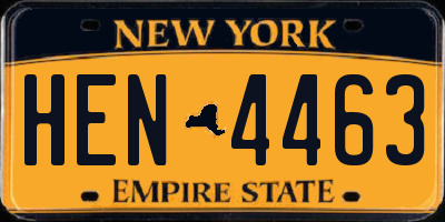 NY license plate HEN4463