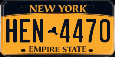 NY license plate HEN4470