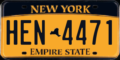 NY license plate HEN4471