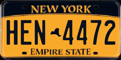 NY license plate HEN4472