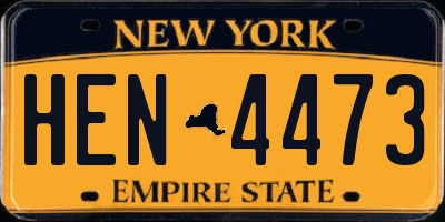 NY license plate HEN4473