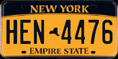 NY license plate HEN4476