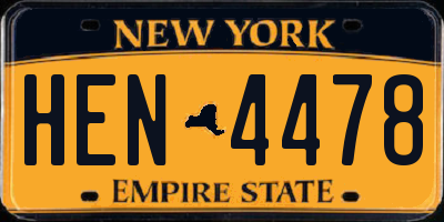 NY license plate HEN4478