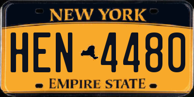 NY license plate HEN4480
