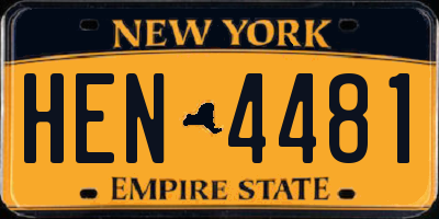 NY license plate HEN4481