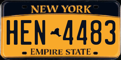 NY license plate HEN4483