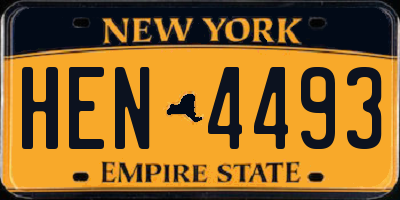NY license plate HEN4493