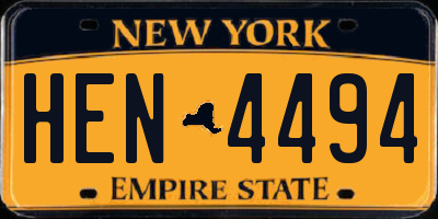 NY license plate HEN4494