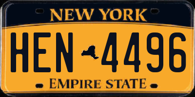 NY license plate HEN4496