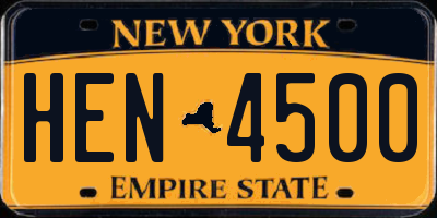 NY license plate HEN4500