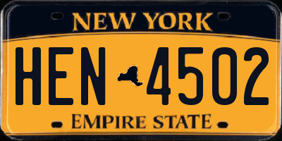 NY license plate HEN4502