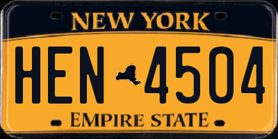 NY license plate HEN4504