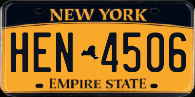 NY license plate HEN4506