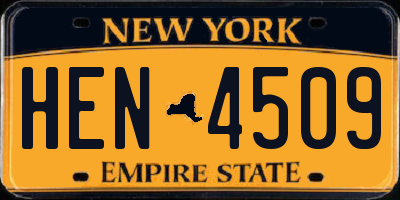 NY license plate HEN4509