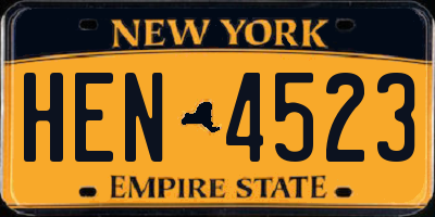 NY license plate HEN4523