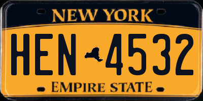 NY license plate HEN4532