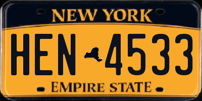 NY license plate HEN4533