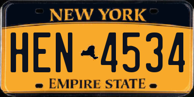 NY license plate HEN4534