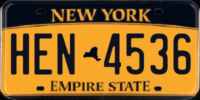 NY license plate HEN4536
