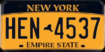 NY license plate HEN4537