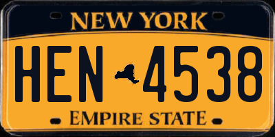 NY license plate HEN4538