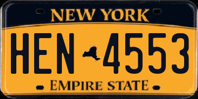 NY license plate HEN4553