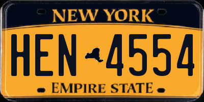 NY license plate HEN4554