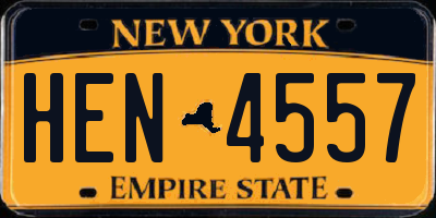 NY license plate HEN4557