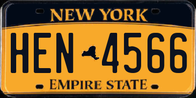 NY license plate HEN4566