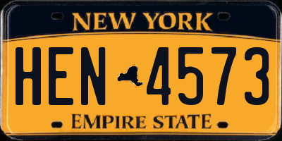 NY license plate HEN4573