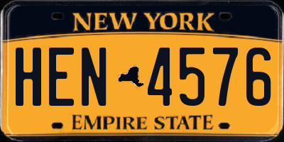 NY license plate HEN4576