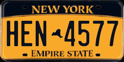 NY license plate HEN4577