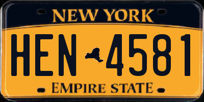 NY license plate HEN4581