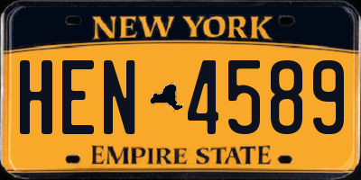 NY license plate HEN4589