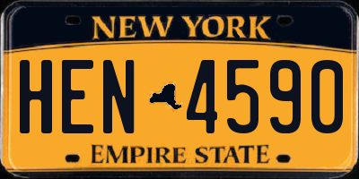 NY license plate HEN4590