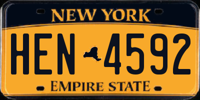 NY license plate HEN4592