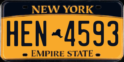 NY license plate HEN4593
