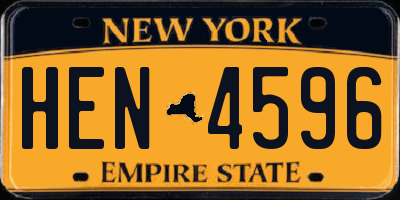 NY license plate HEN4596