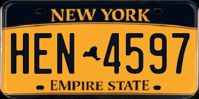 NY license plate HEN4597
