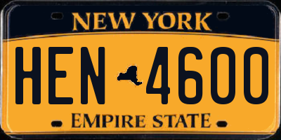 NY license plate HEN4600