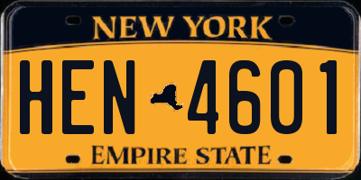 NY license plate HEN4601