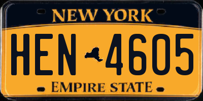 NY license plate HEN4605