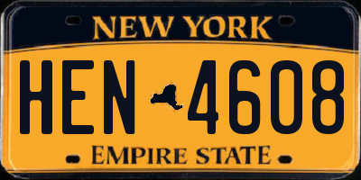 NY license plate HEN4608