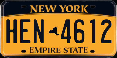 NY license plate HEN4612