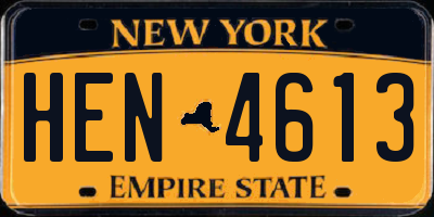 NY license plate HEN4613
