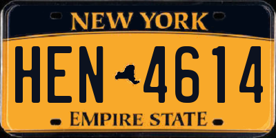 NY license plate HEN4614