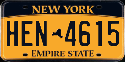 NY license plate HEN4615